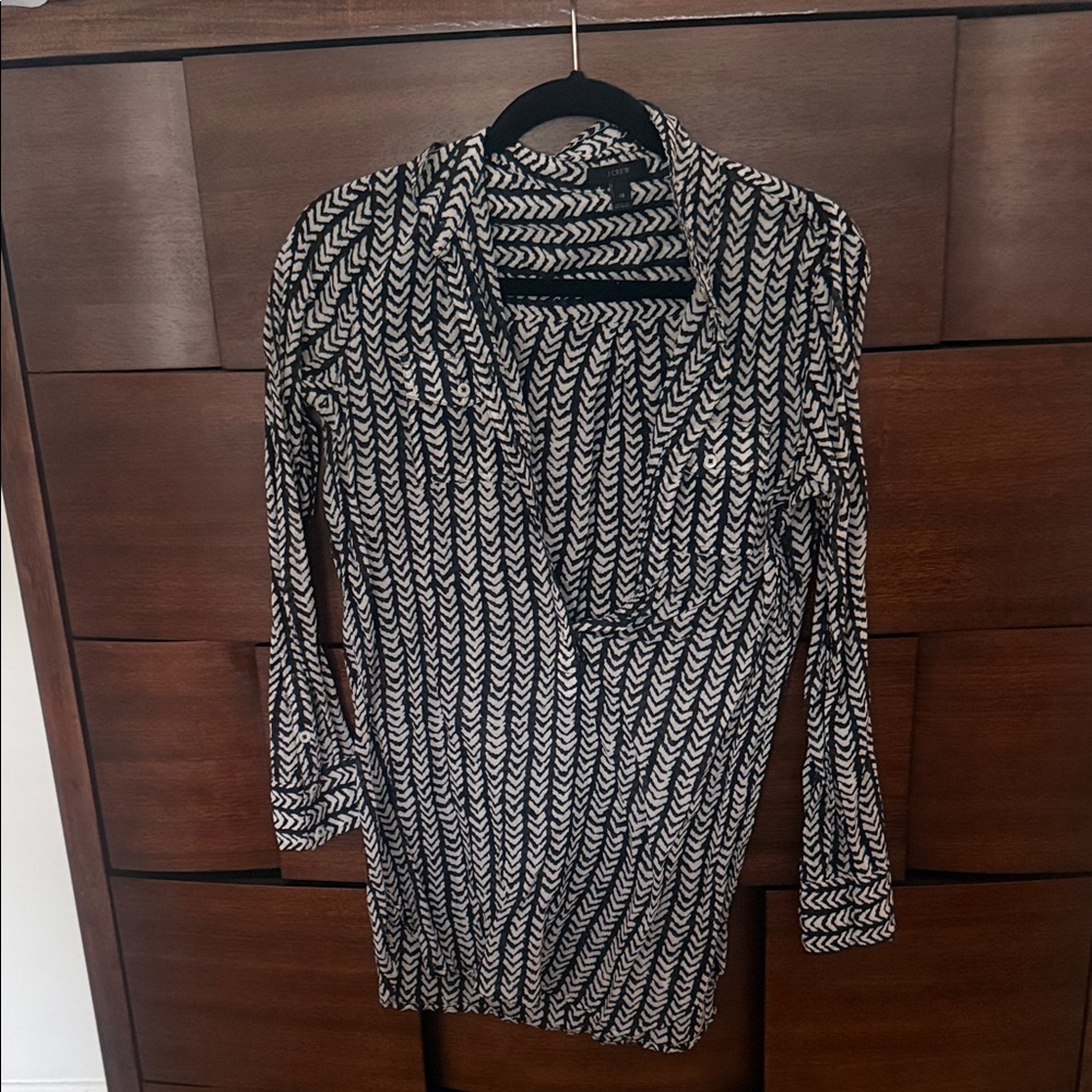 J. Crew Black and White Chevron Print Top